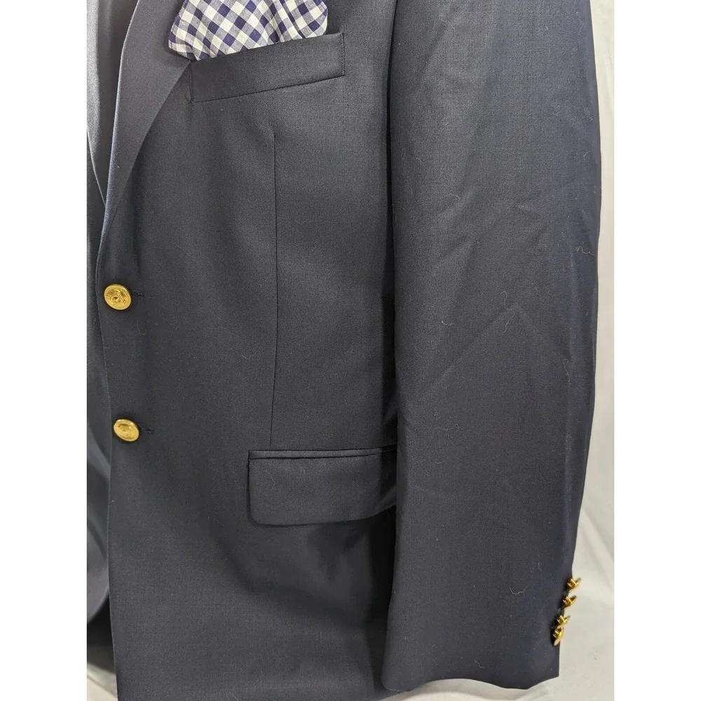 Lauren Ralph Lauren Sport Suit‎ Jacket Coat 40R Navy Gold Buttons Wool Blazer